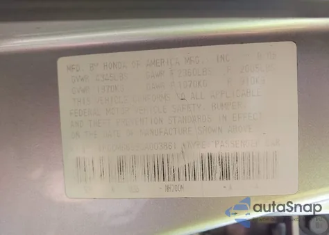 2006 Honda Accord Sdn Ex-L V6 из США, поврежденный, VIN 1HGCM66556A003861